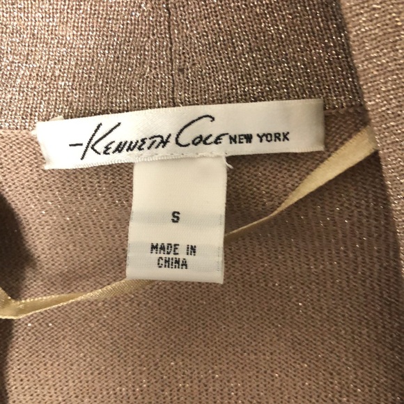 Kenneth Cole Sparkle Gold ruffled Knit cardigan sweater top- Size Small - Picture 6 of 7